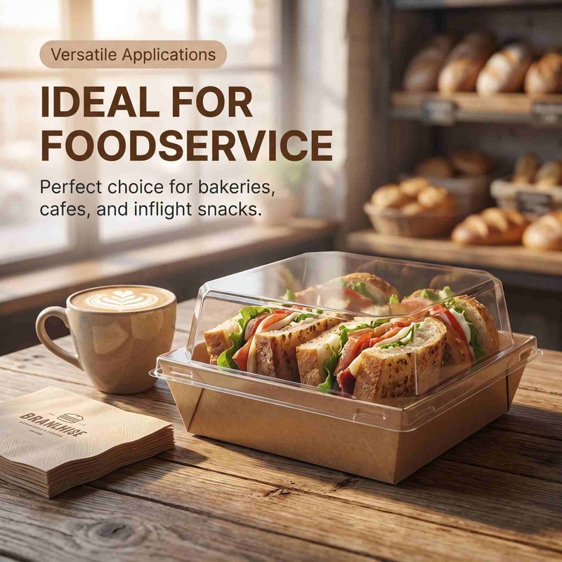 Custom Square Kraft Sandwich Box with Clear PET Lid 108×108mm – Bakery &amp;amp;amp;amp;amp;amp;amp; OEM - image 5