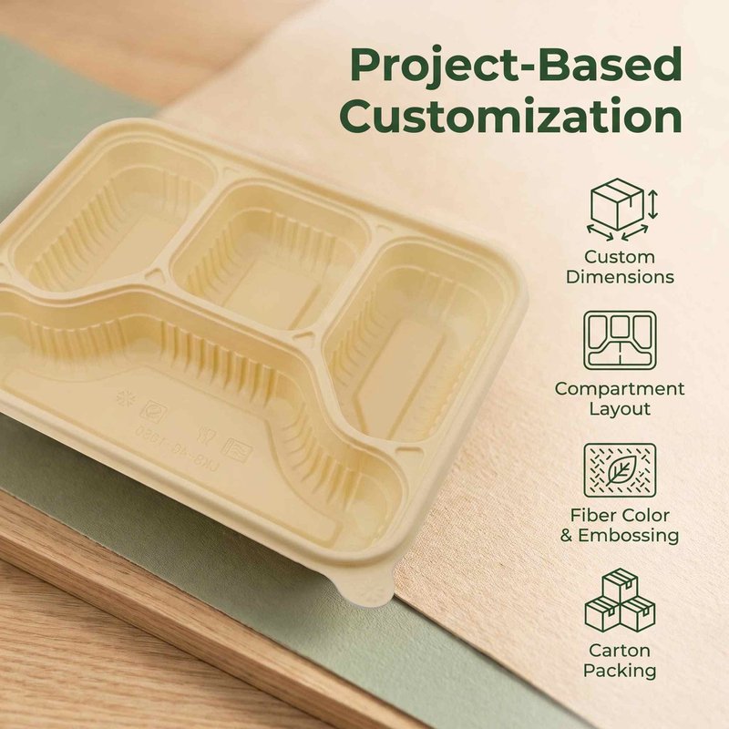 Four-Compartment Biodegradable Bagasse Meal Tray 220×190mm – Inflight &amp;amp;amp;amp;amp;amp;amp; Catering - image 4