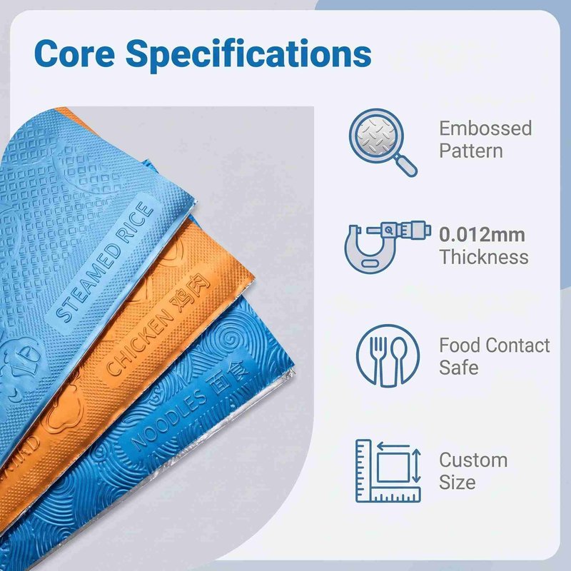 Custom Printed Embossed Aluminum Foil Sheets 220×180mm – Airline Catering Bulk - image 2 Custom Printed Embossed Aluminum Foil Sheets 220×180mm – Airline Catering Bulk - image 2