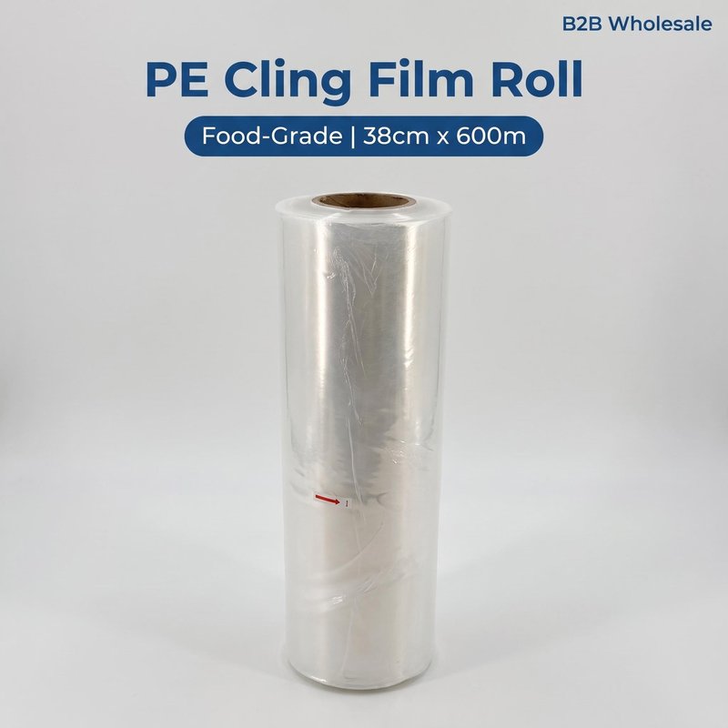 Food-Grade PE Cling Film Roll 38cm×600m – Commercial Kitchen &amp;amp;amp;amp;amp;amp;amp; Catering Bulk - image 1