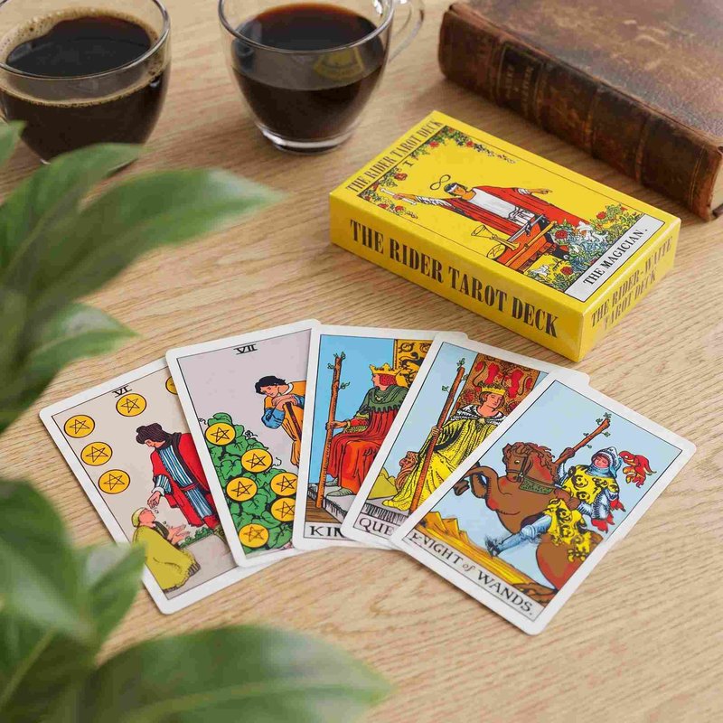 Tarot deck spread with box