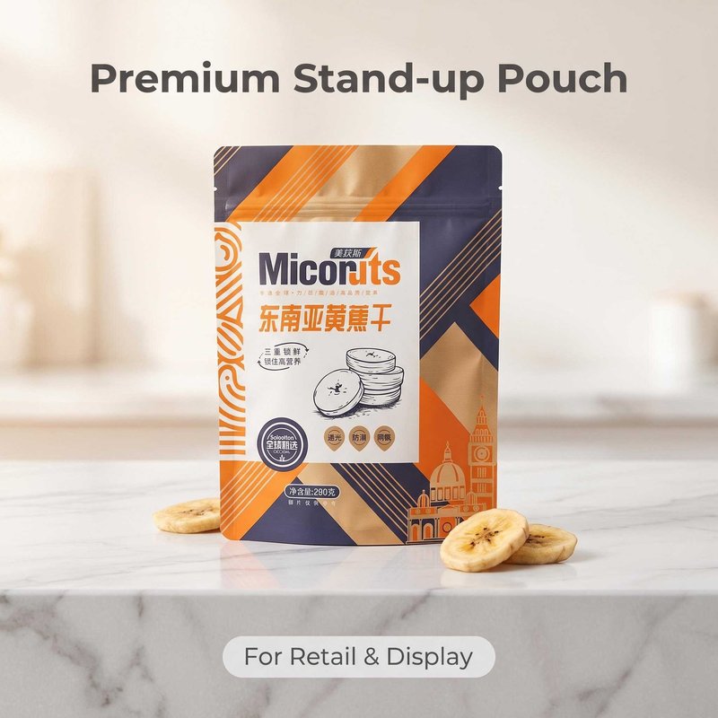 Printed foil pouch for banana chips