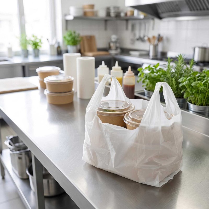 Shopping bag holding takeaway food containers