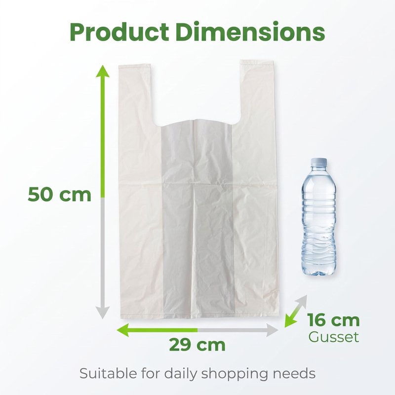 Compostable shopping bag dimensions and gusset