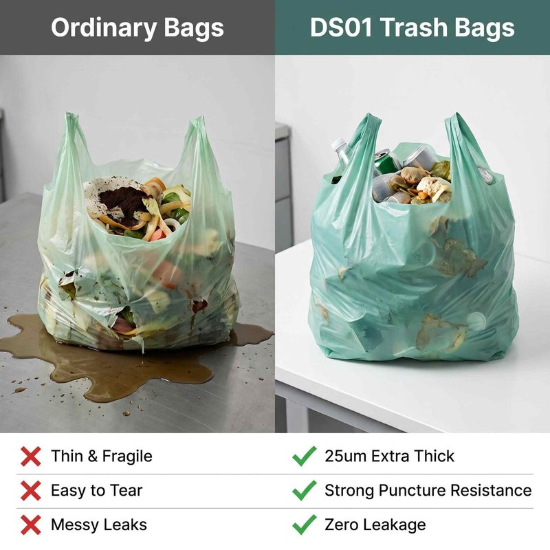 Drawstring trash bag load comparison