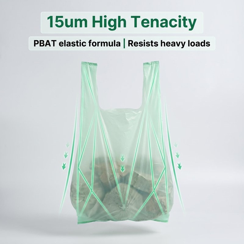 Vest handle trash bag holding waste