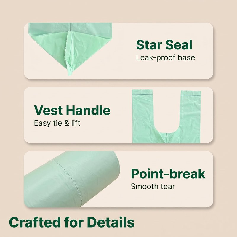 Vest bag seals handles and perforations
