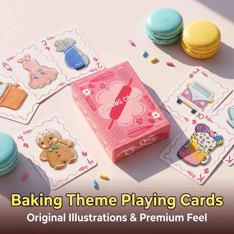 Baking illustration cards with pink box