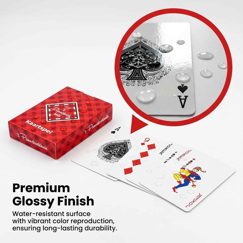 Glossy kitchen playing card surface detail