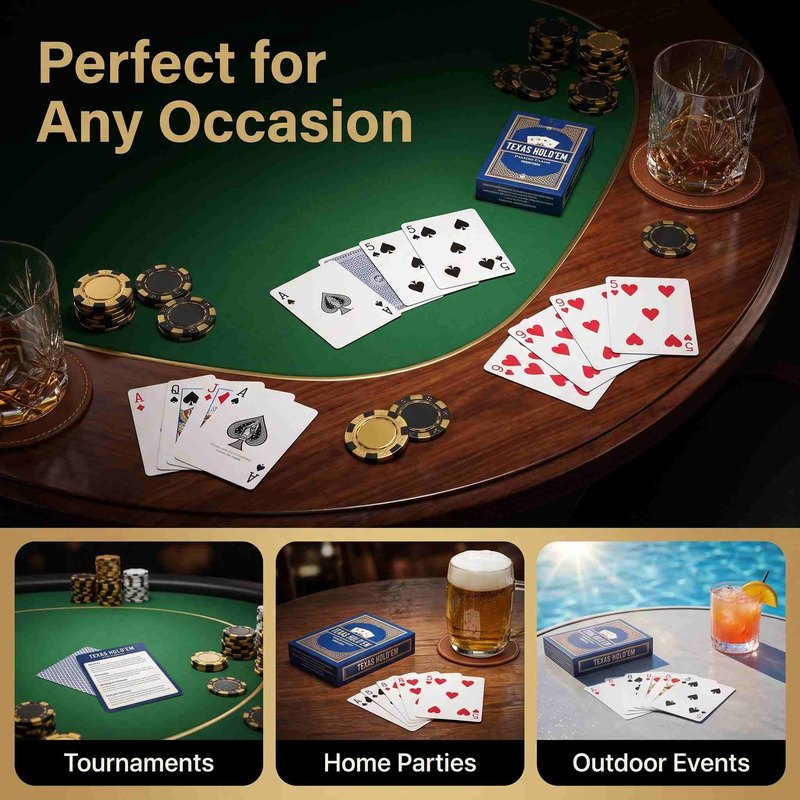 Poker cards in different game settings