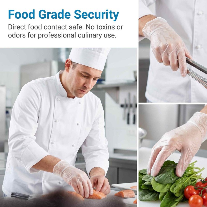 Chef wearing gloves during food preparation