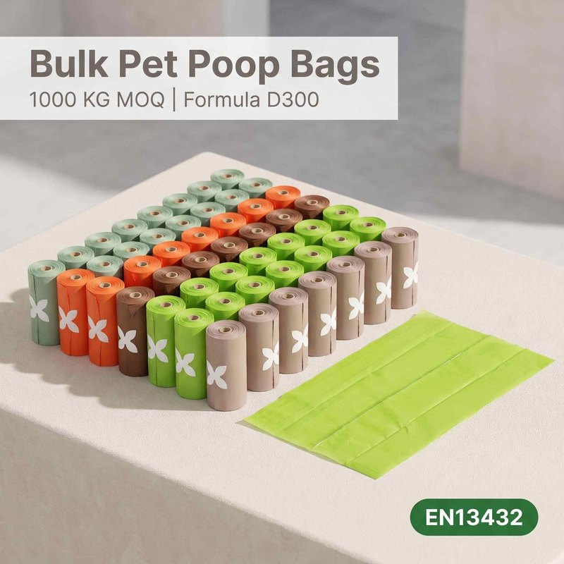 Compostable pet poop bag roll assortment