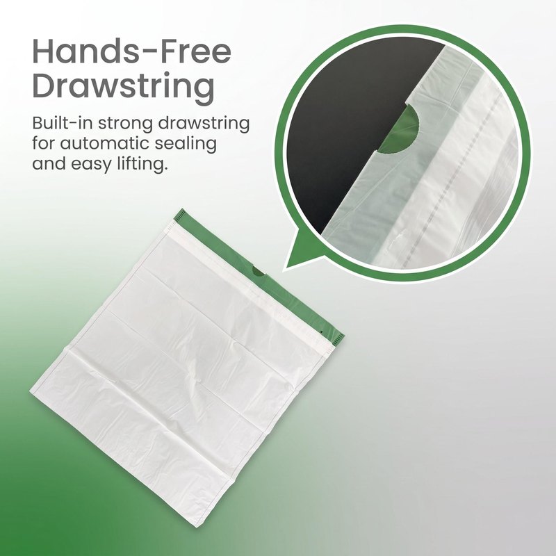 Bin liner drawstring closure detail