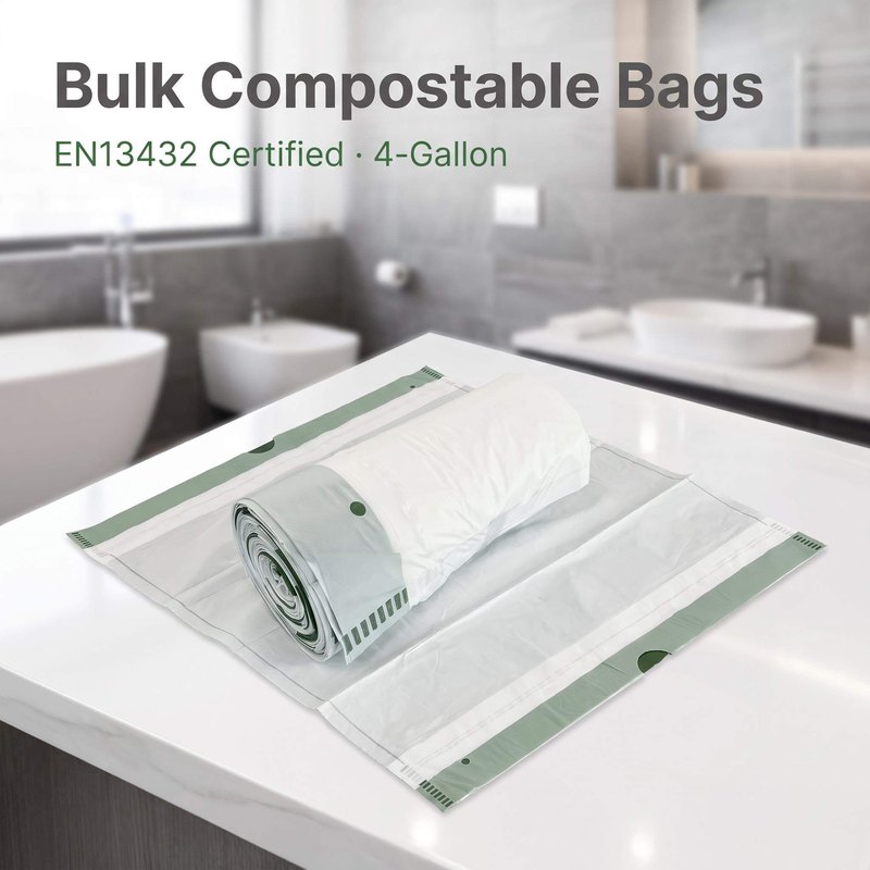 Compostable drawstring bin liner roll