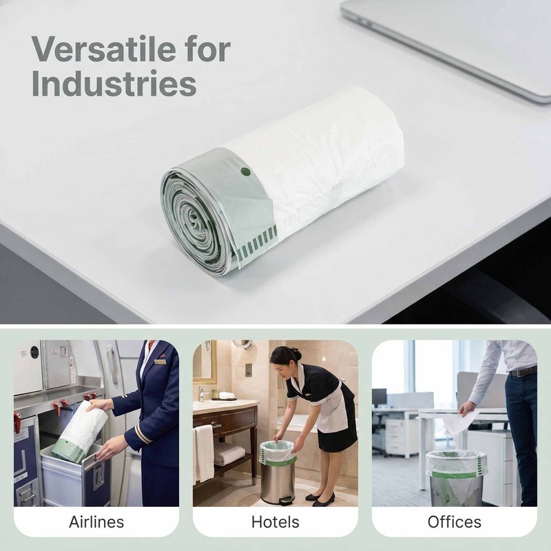 Drawstring bin liners for commercial settings