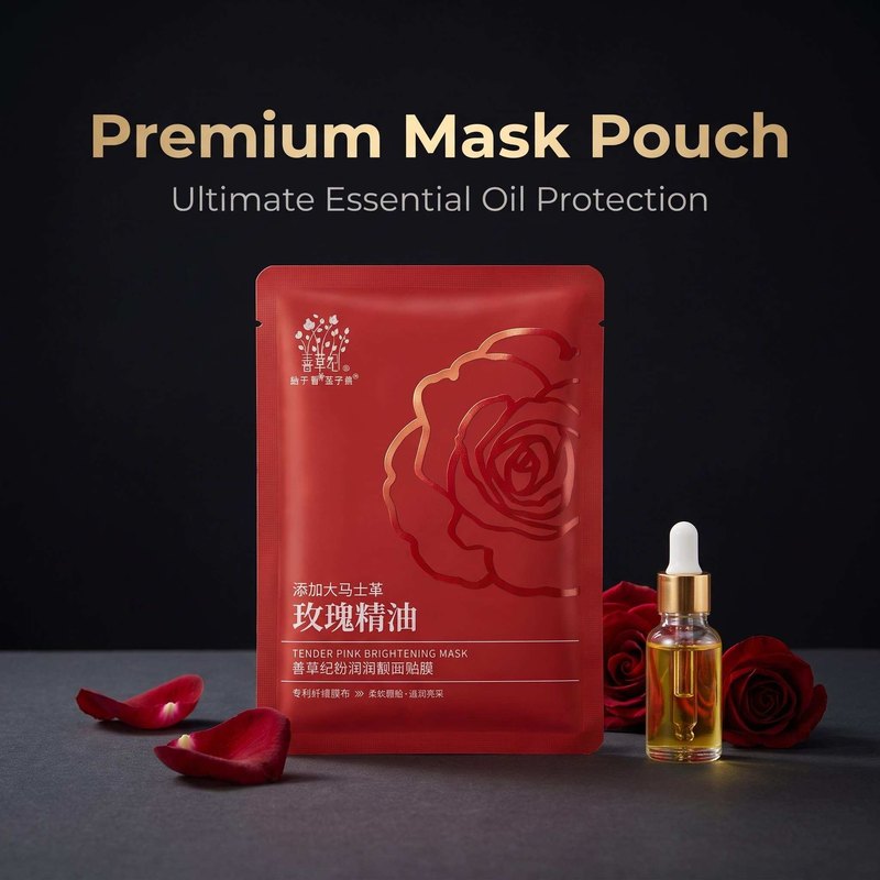 Red foil face mask pouch